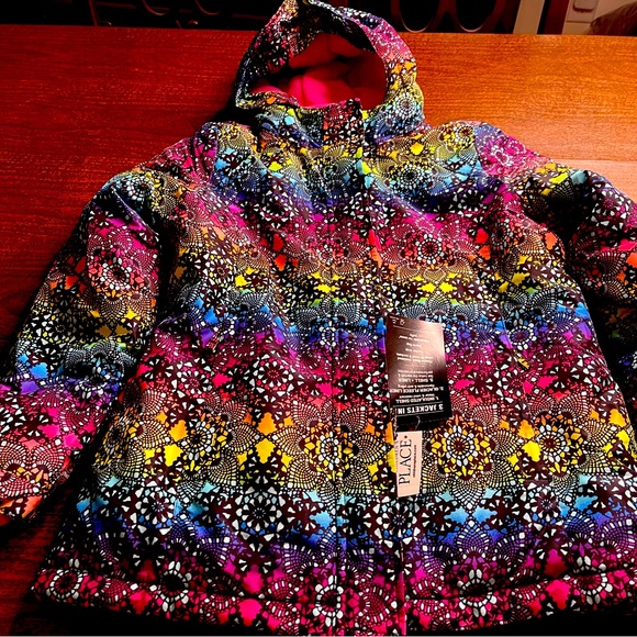 NWT 5 6 stained glass rainbow 3 in 1 coat winter jacket puffer childrens place - Picture 1 of 11